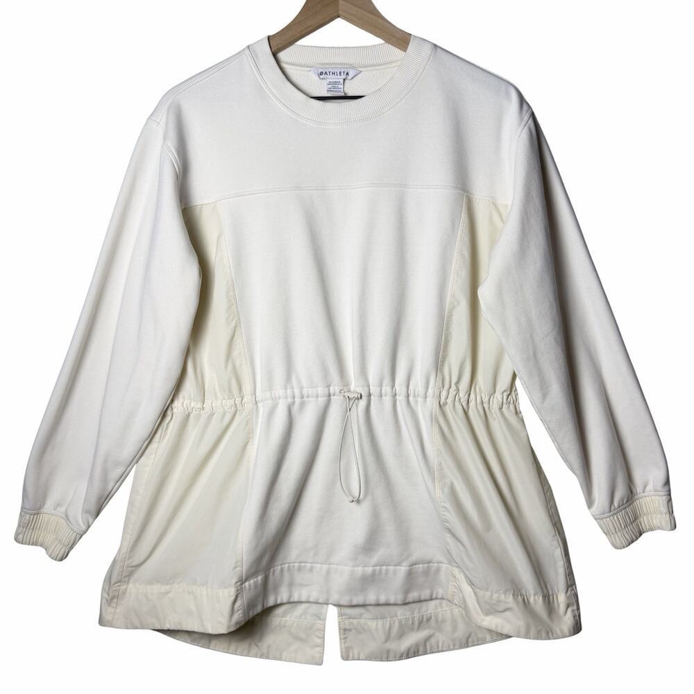 Athleta Triumph Hybrid Crewneck Sweatshirt Magnolia White Cream Women's size M